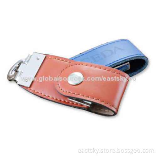 Leather Pen Drive ESU-L03, Cheap Price with Leather Case, Warranty Free for 2 Years, 64MB to 32GB